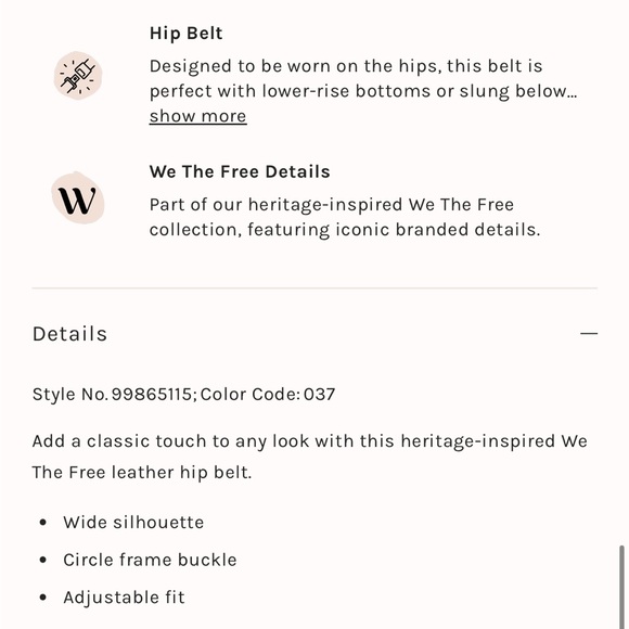 Free People We The Free Brando Hip Belt Medium NWT - Picture 7 of 14